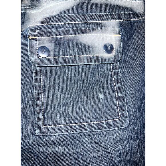 Ann Taylor LOFT Jeans Women's Sz 16 Blue Y2K Full Leg Wide Denim Suspender Jean - Picture 7 of 16